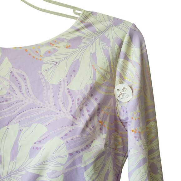 NEW Calia Palm Lavender Orange One Piece Long Sleeve Tummy Control Swim Suit - Picture 12 of 15